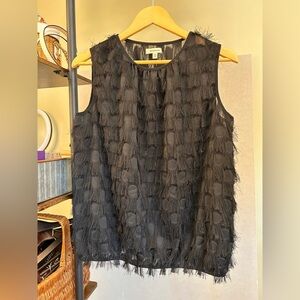 Max Studio Black Fringe Dot Sleeveless Tank